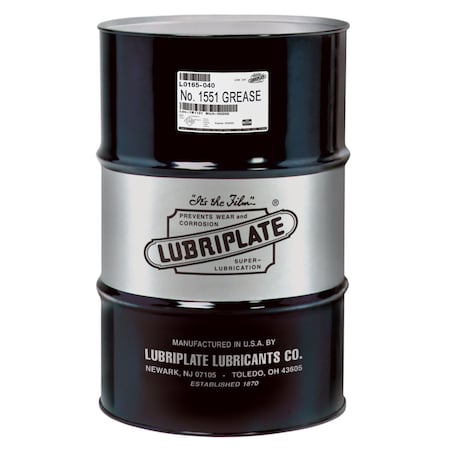 Lubriplate Grease, 55 gal, Drum, Mineral Base, 375 Degrees F Max Op Temp, Off-White, 1500 Series L0165-040